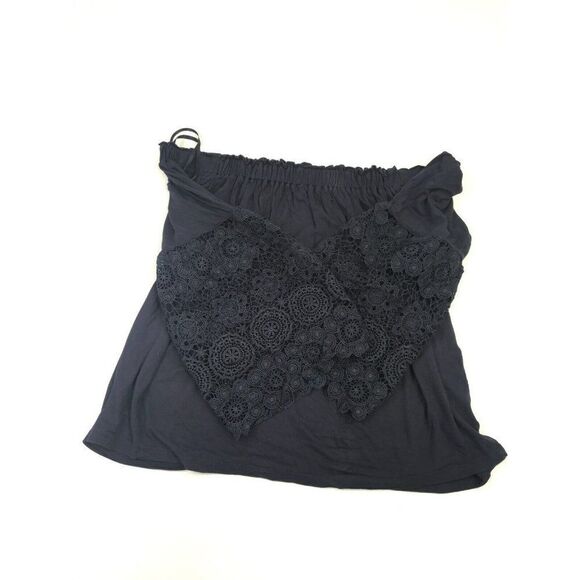 LOFT Womens Off The Shoulder Top Blue Lace 3/4 Sleeve Shirt Stretch PL Petites - Picture 9 of 11